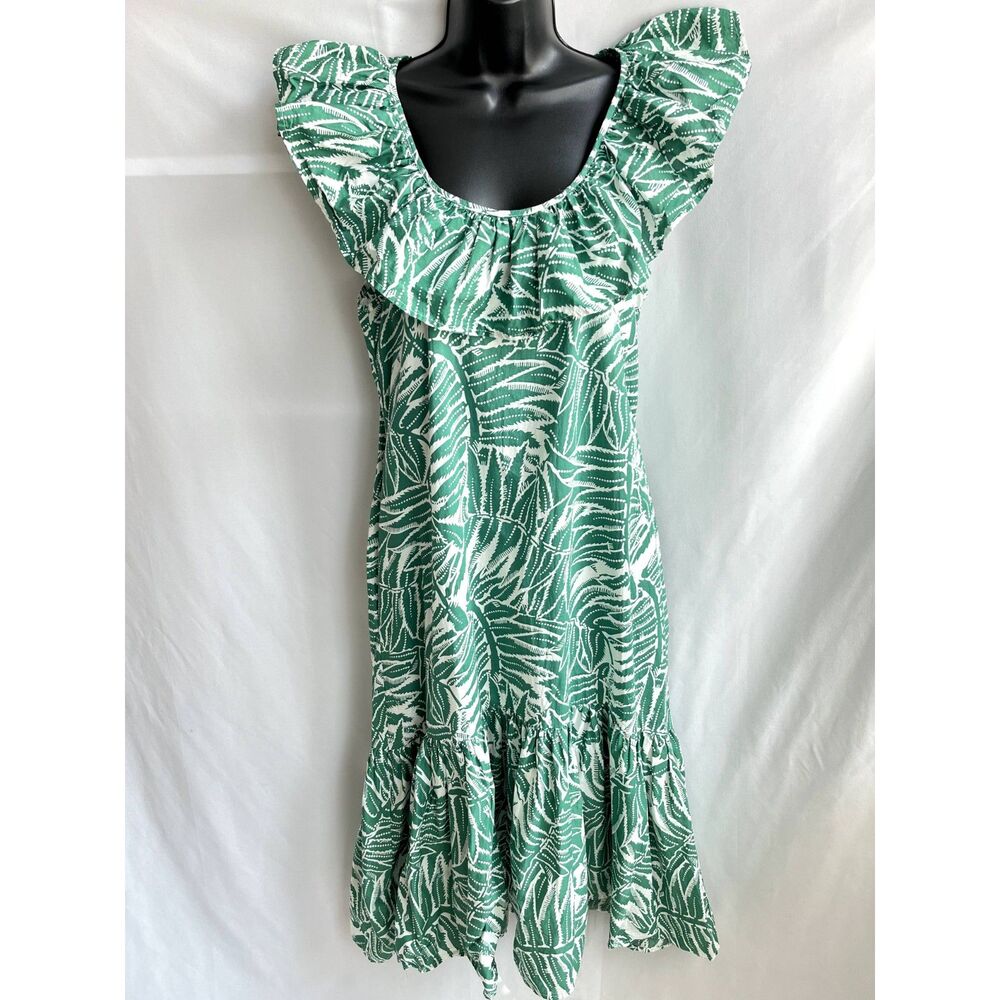 Stitchdrop Midi Dress Tropical Floral Ruffles Size S Flowy Vacation Feminine